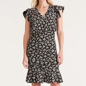 Veronica‎ Beard Lisette ruched floral flutter dress Size Medium
